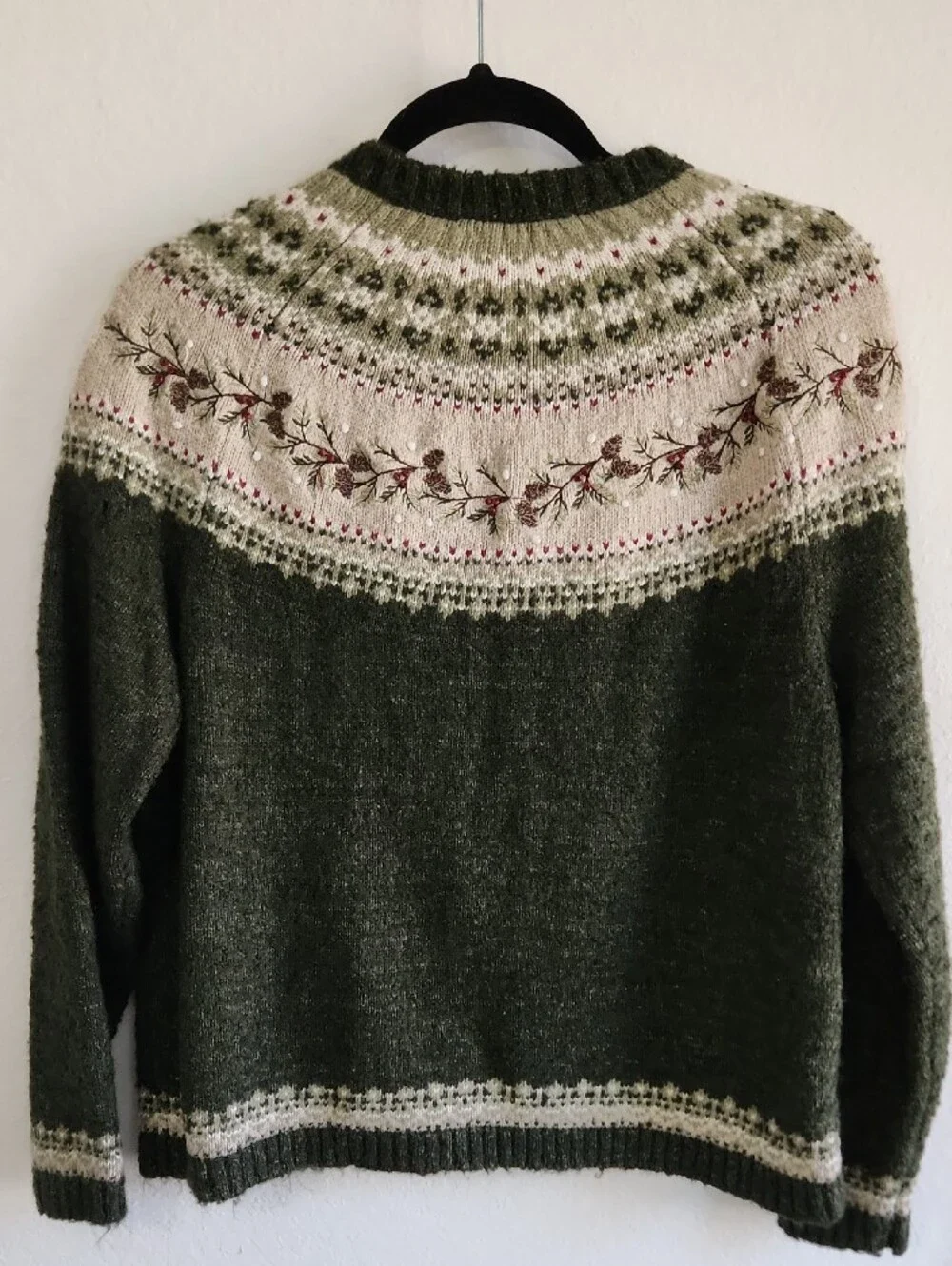 Vintage Croft & Barrow Fair Isle Silk Wool Blend Full Zip Cardigan M